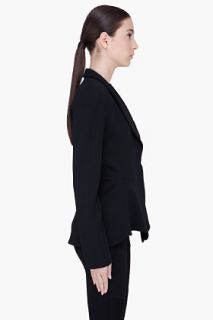 Mugler Black Crepe Drape Peplum Jacket  for women