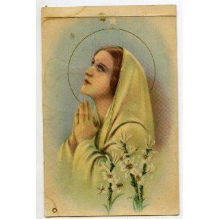Antique Religious Print   Virgin Mary Praying (1934