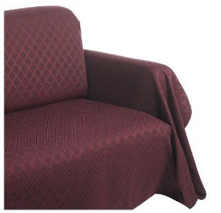 Hudson Jacquard Diamond Chair Throw Cover, Burgundy Home