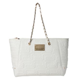 Versace Quilted White Leather Tote Bag