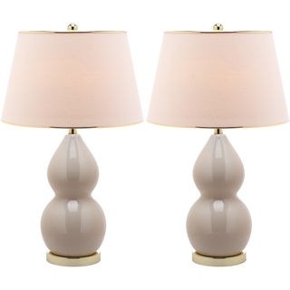 Zoey Double Gourd 1 light Pearl White Table Lamps (Set of 2