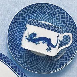 Mottahedeh Blue Dragon Tea Cup and Saucer (Set of 4