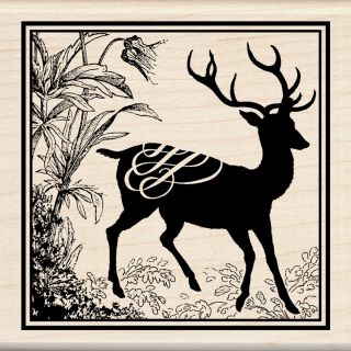 Inkadinkado Deer Print Mounted Rubber Stamp