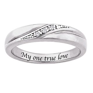 Sterling Silver Diamond Accent My one true love Engraved Band