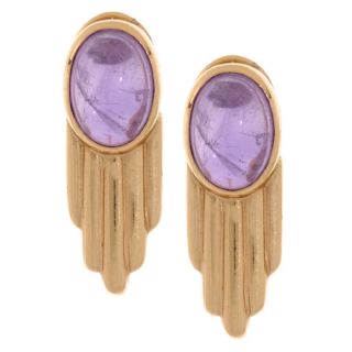 14k Yellow Gold and Amethyst 1980s Earrings