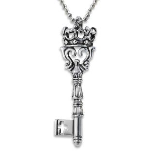 Stainless Steel Antiqued Key Necklace
