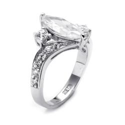 Ultimate CZ Sterling Silver Marquise and Round Cubic Zirconia Ring