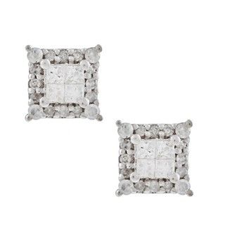 10k White Gold 5/8ct TDW Princess cut Diamond Earrings (G H, I1 I2