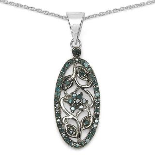 Malaika Sterling Silver 1/4ct TDW Blue Diamond Necklace