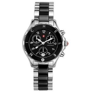 Michele Tahitian Black Ceramic and Stainless Steel Chronograph Watch