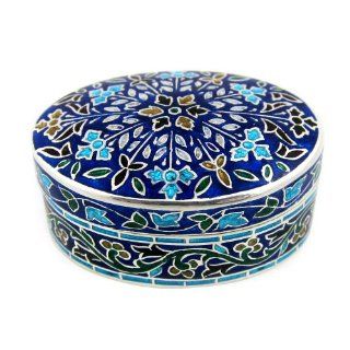 Sterling Silver Jewelry Box with Enamel Painting from