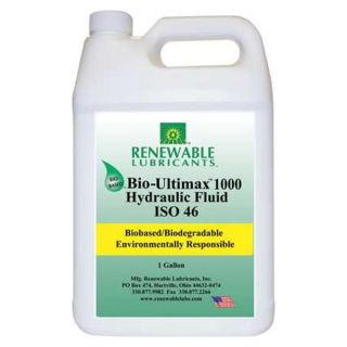 Renewable Lubricants 81013 Hydraulic Oil, Bio, Ultimax 1000, 1 Gal, 46