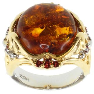 Michael Valitutti Two Tone Baltic Amber and Orange Sapphire Ring