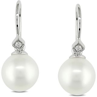 Miadora 14k White Gold Freshwater Pearl and Diamond Accent Earrings (7