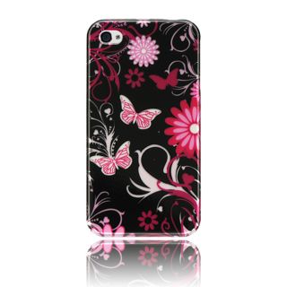 Luxmo Pink Butterfly Snap on Protector Case for iPhone 4 / 4S
