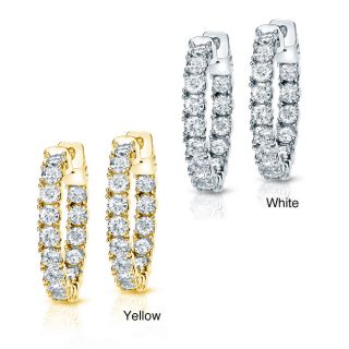 14k Gold 3ct TDW Diamond Hoop Earrings (H I, SI1 SI2)