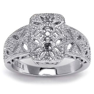Ultimate CZ Platinum over Sterling Silver Diamond Accent Filigree Ring