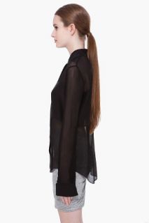 T By Alexander Wang Black Long Sleeve Silk Blouse for women