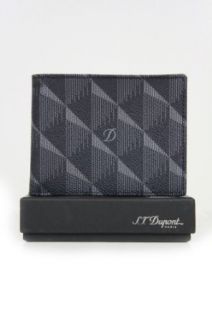 S. T. Dupont Mens Defi Leather ID Wallet, Grey and Black