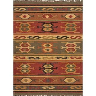 Handmade Flat Weave Tribal Multicolor Jute Rug (8 x 10)