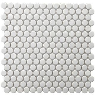 SomerTile 11.5x11.5 in Victorian Penny 3/4 in White Porcelain Mosaic