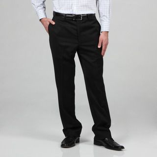 Tommy Hilfiger Mens Trim Fit Black Wool Dress Pants