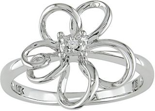 Miadora 10k White Gold Diamond Flower Ring