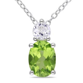 Miadora Sterling Silver Peridot and Created White Sapphire Necklace