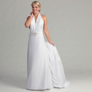 Eden Bridals Womens White Halter Bridal Dress
