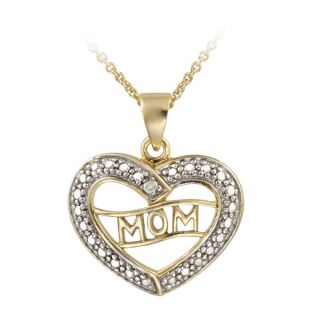 DB Designs 18k Gold over Silver Diamond Accent Mom Heart Necklace
