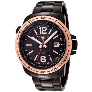 Swiss Legend Mens World Timer Black Ion Plated SS Watch