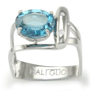 Daliglio Sterling Silver Topaz and 1/30ct TDW Diamond Ring