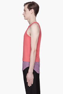 CARVEN Coral Plaid Inset Tail Tank Top for men