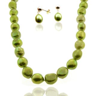 green baroque fw pearl necklace and earring set 10 11 mm msrp $ 162 72