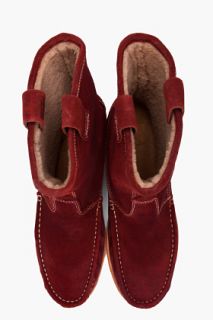 N.D.C. Made by Hand Burgundy Suede Nebraska Boots for men