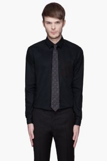 Yves Saint Laurent Black Logo And Polka Dot Silk Tie for men