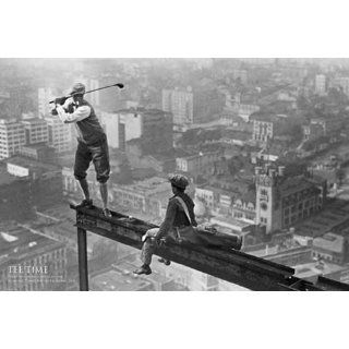 New York   Tee Time, Golfing   Poster schwarz weiss Foto Manhattan New
