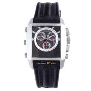 Chronotech Mens Black Textured Dial Black Leather Watch Today $120