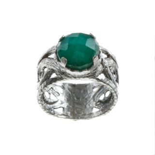 Beverly Hills Charm Silver Dyed Emerald Infinity Shank Ring Today $64