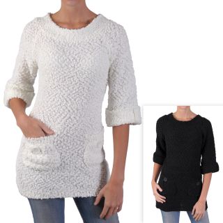 Journee Collection Juniors 3/4 sleeve Boatneck Tunic Sweater