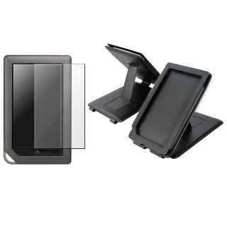 Black Leather Case/ Screen Protector for Barnes and Noble Nook Color