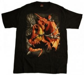 Gothic T Shirt mit Drachen Aufdruck Dragon Bekleidung
