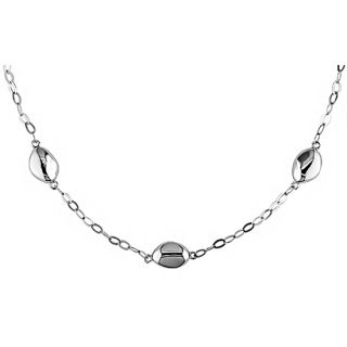 14k White Gold Bean style Bead Necklace