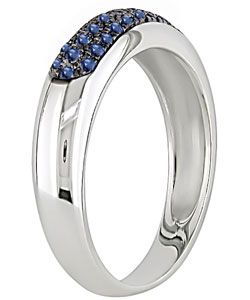 14k White Gold Blue Sapphire Anniversary Ring