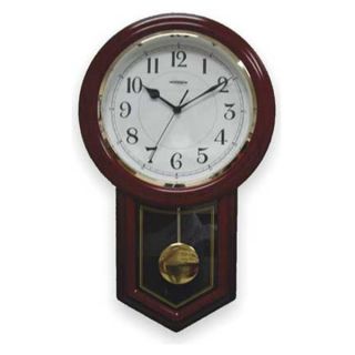 Approved Vendor 2CHZ6 Pendulum Clock, Analog, Red Wood