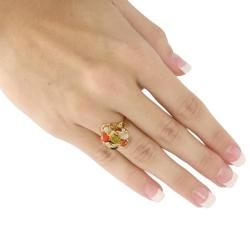 Angelina DAndrea 14k Gold plated Oval shaped Multi gemstone Ring