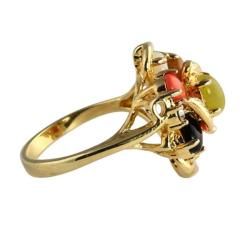 Angelina DAndrea 14k Gold plated Oval shaped Multi gemstone Ring