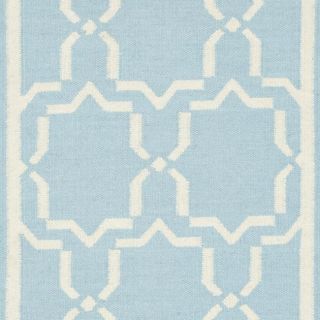 Moroccan Light Blue/ Ivory Dhurrie Wool Rug (26 x 10)