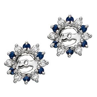 14k White Gold 1/4ct TDW Diamond and Sapphire Earrings Jackets (J K