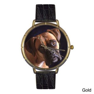 Whimsical Womens Boxer Photo Leather Strap Watch